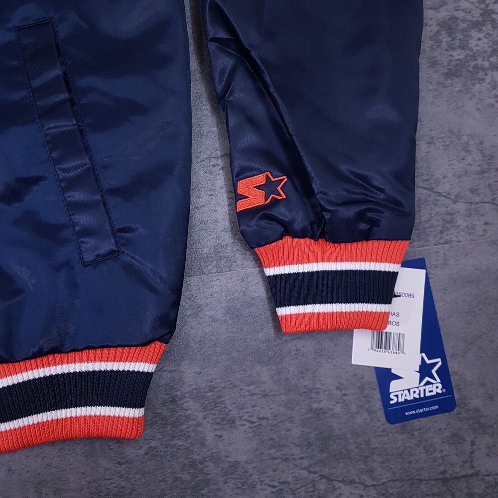 STARTER Houston Astros Button Up Bomber Jacket Mens Size XL Blue Orange‎ - Picture 5 of 10